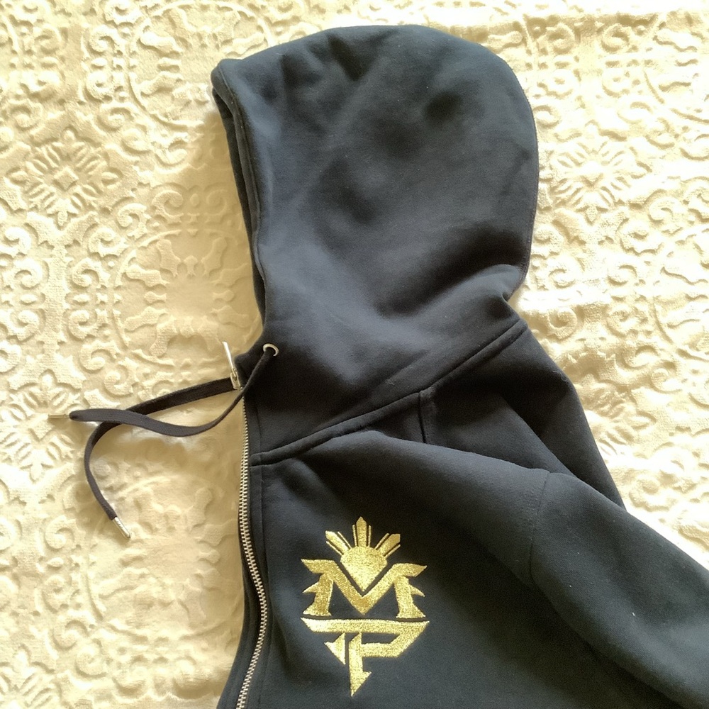 Manny Pacquiao Nike Sportswear Full-Zip Hoodie, size M, BLACK, gold logo, VNTG - Picture 15 of 16